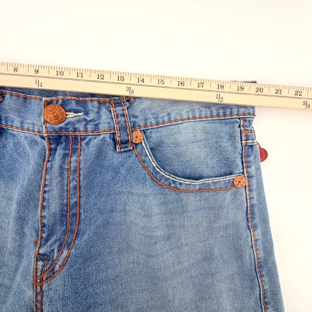 True Religion Ricky Super T Jeans Mens 40 Blue Good Altered Hem Straight Leg